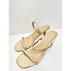 Zigi Soho‎ Sandals Womens Size 8.5 Gold Embellished Slip On Heels